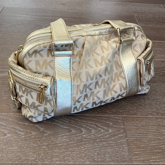Michael Kors Monogram Handbag | Gold - Picture 1 of 11